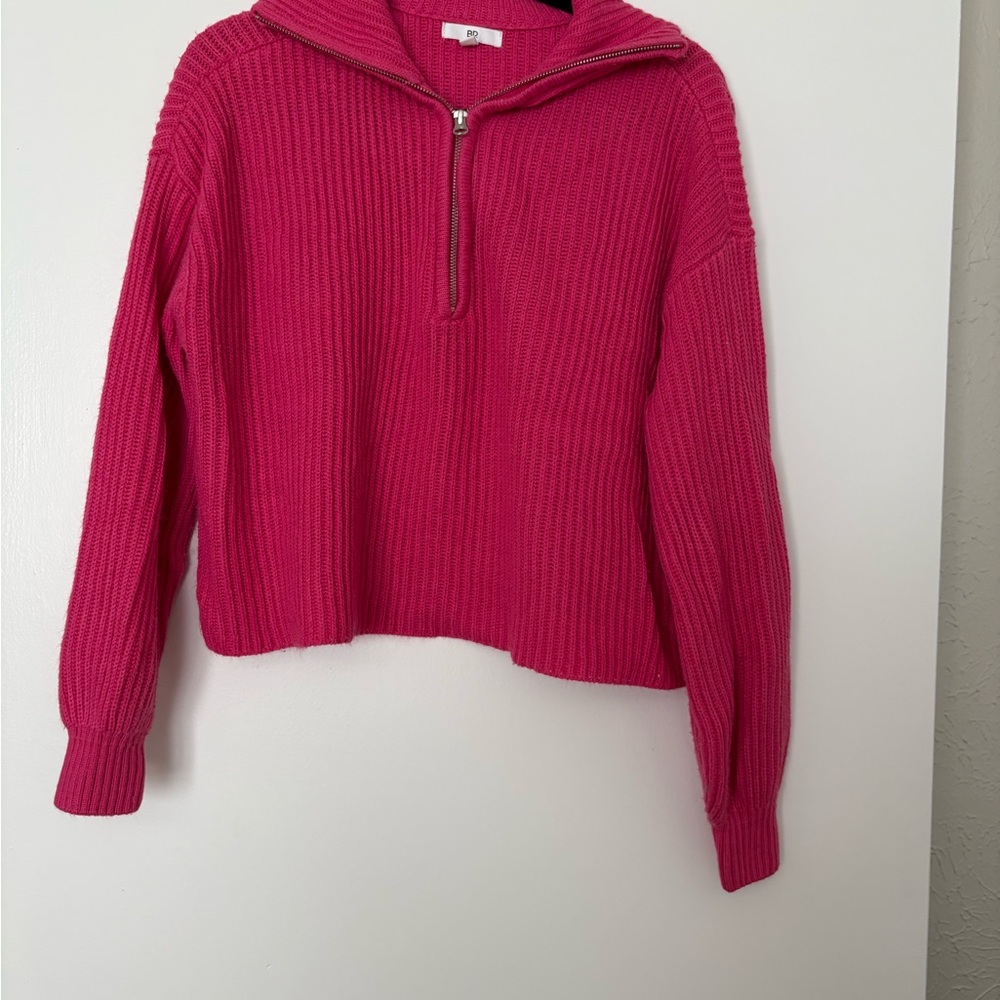 BP Pink 1/4 zip Cropped Sweater